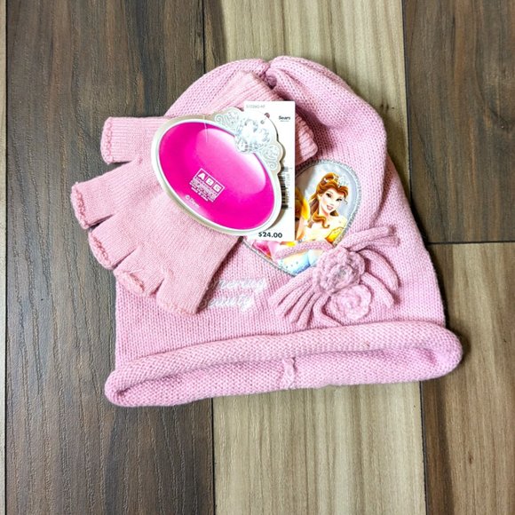 NWT Disney Princess Girls NINAS Gloves Hat Set Fingerless Mittens & Hat … - Picture 7 of 7